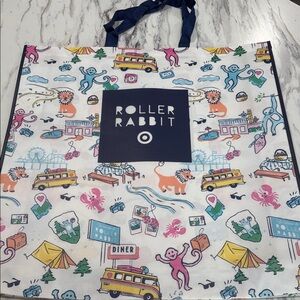 Roller Rabbit Colorful Animal & Travel Print Tote - Navy Handles